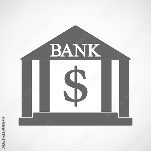 Isolated bank icon with a dollar sign