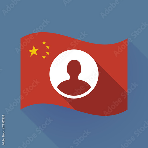 Long shadow China flag with a male avatar