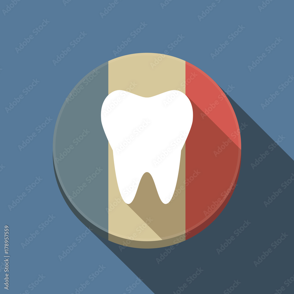 Long shadow France flag with a tooth Long shadow France flag with a tooth