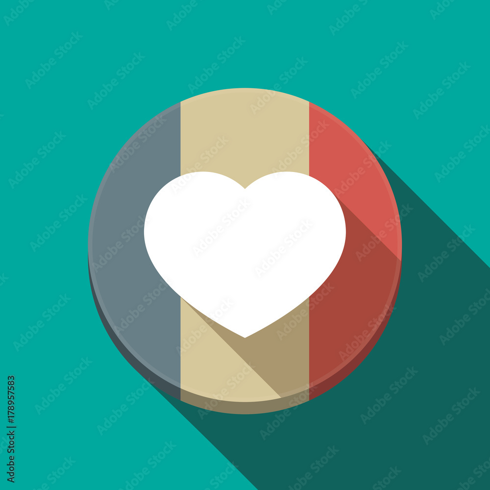Long shadow France flag with a heart Long shadow France flag with a heart
