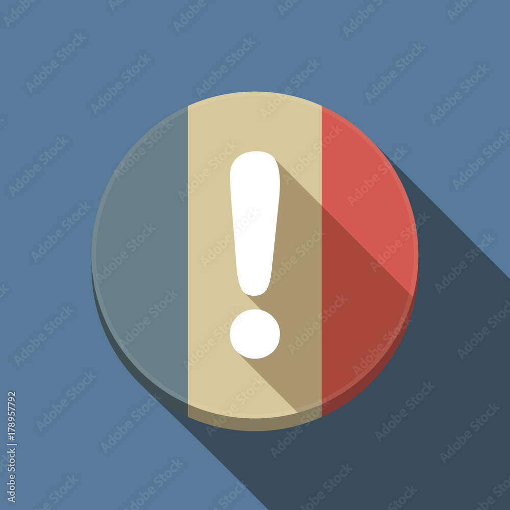 Long shadow France flag with an exclamarion sign