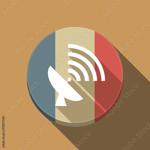 Long shadow France flag with a satellite dish