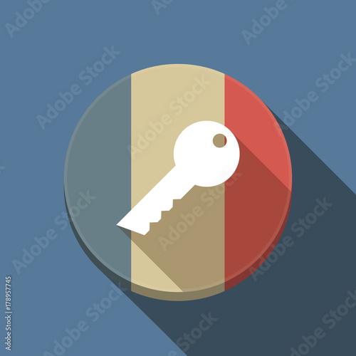 Long shadow France flag with a key