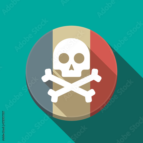 Long shadow France flag with a skull