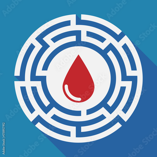 Long shadow labyrinth with a blood drop
