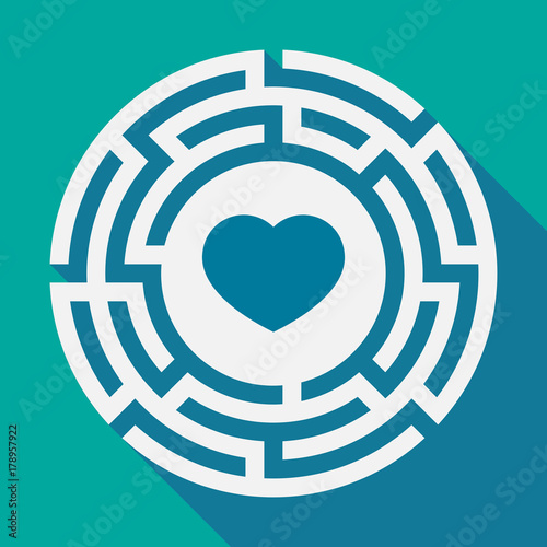 Long shadow labyrinth with a heart