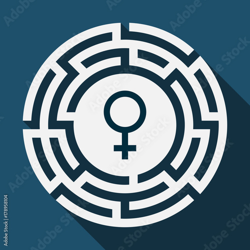 Long shadow labyrinth with a female sign