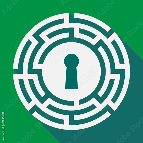 Long shadow labyrinth with a key hole