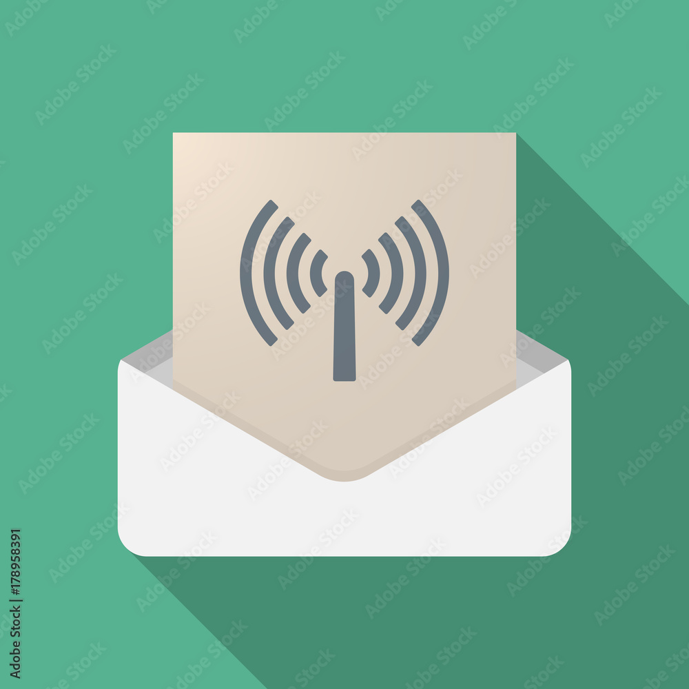 Long shadow opened letter with an antenna Long shadow opened letter with an antenna