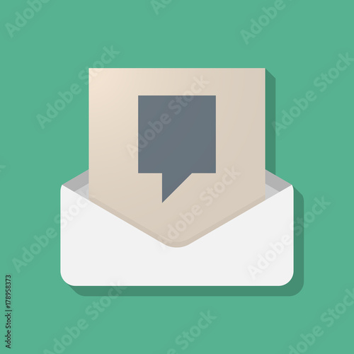 Long shadow opened letter with a tooltip