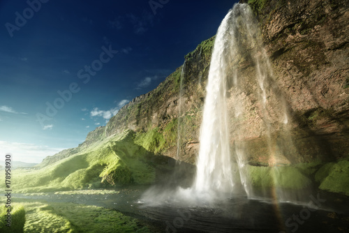 Seljalandfoss waterfall in summer time  Iceland