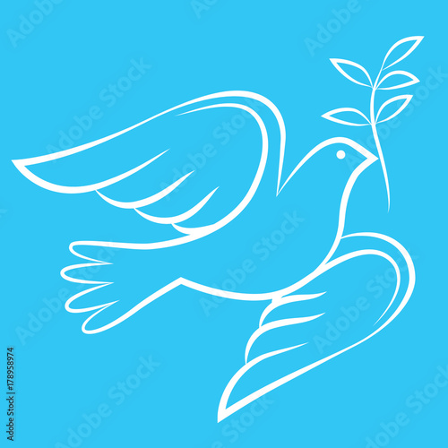 Dove of Peace with olive branch © lidiia
