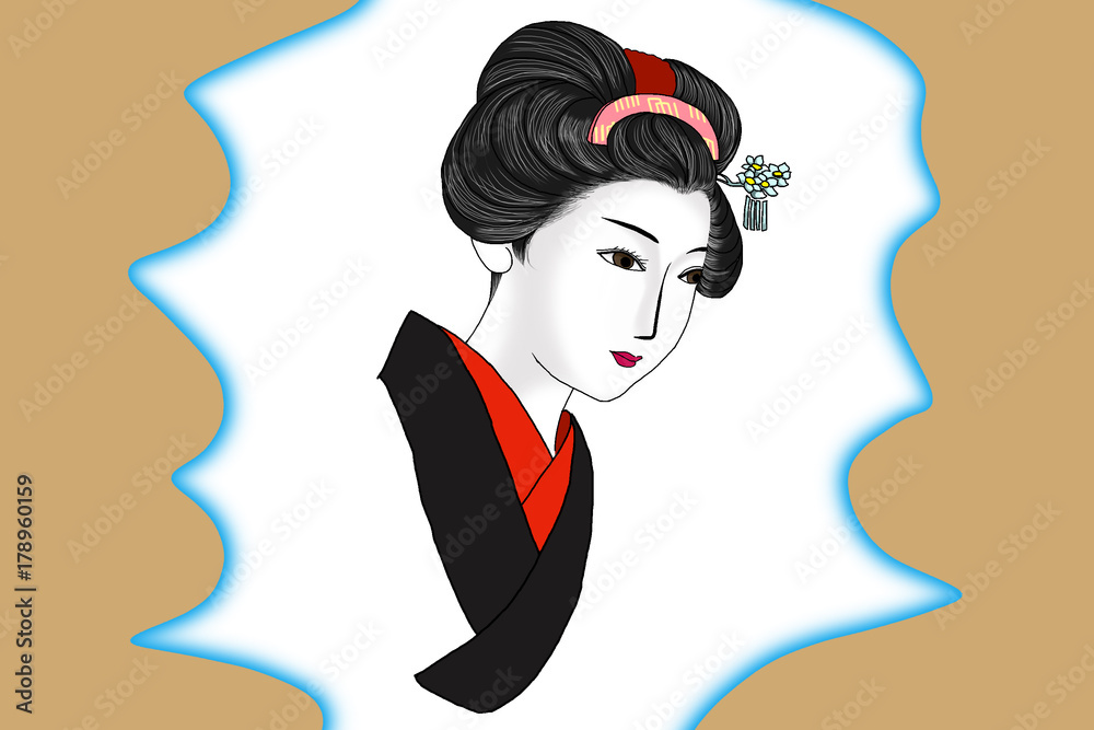 昔の女性 日本画 Stock イラスト Adobe Stock
