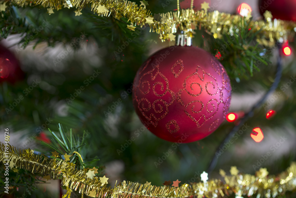 Closeup of red bauble Closeup of red bauble