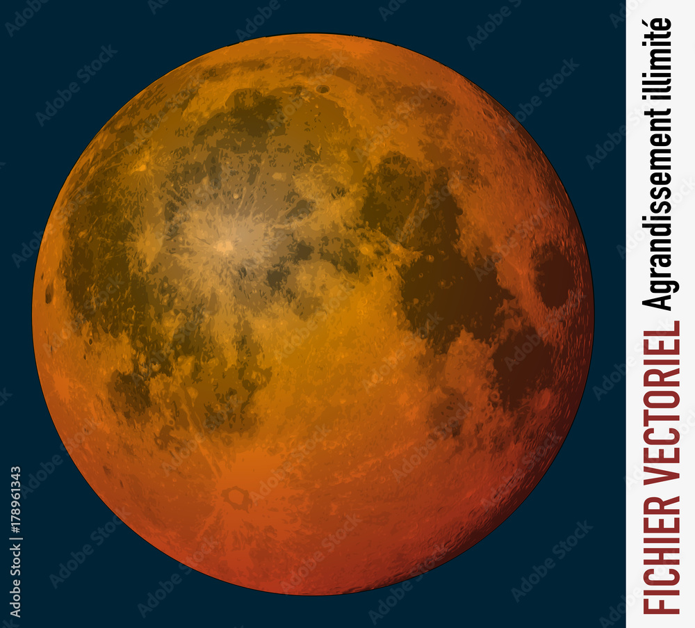 lune - clair de lune - lune rousse - vecteur - espace - planète - satellite - illustration