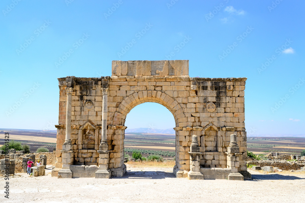 Roman arch in Volubilis, Morocco