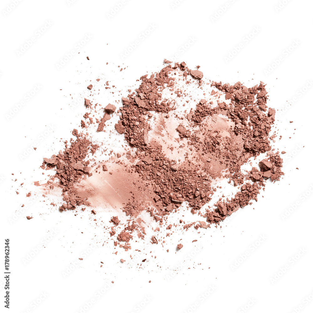 Crushed face powder isolated on white background