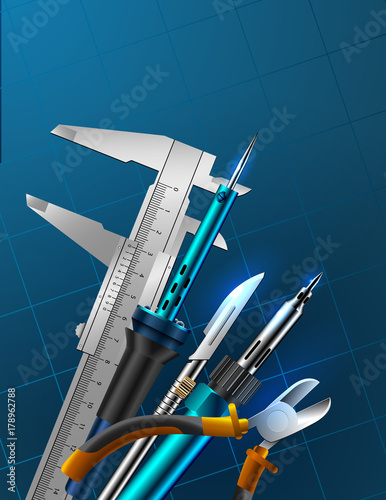 Diy tools vector isolated background. Set realistic illustrations.