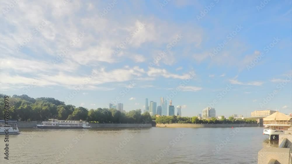 ships sail on the river in the city timelapse ships sail on the river in the city timelapse