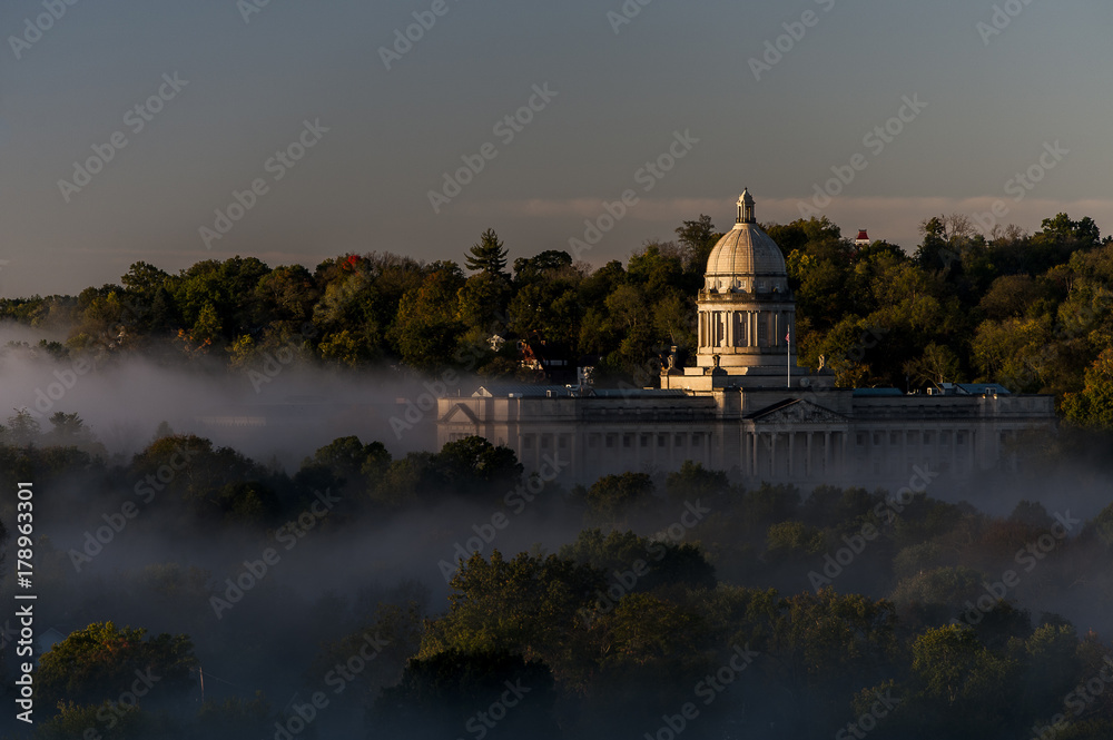 Foggy Sunrise at State Capitol Building - Frankfort, Kentucky