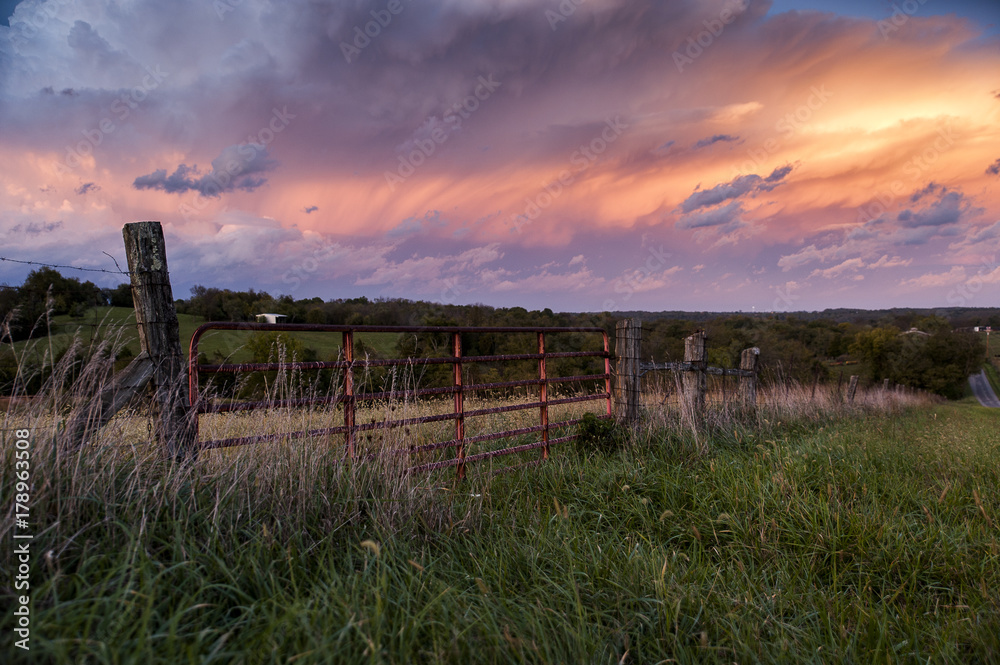 Farm Gate - Sunset / Blue Hour - Kentucky