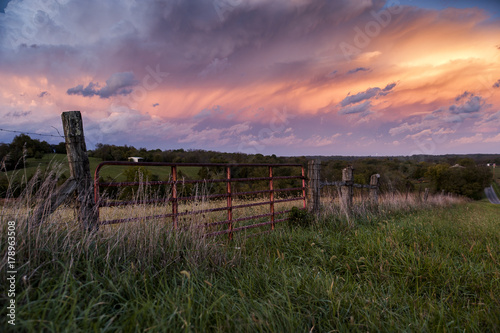 Farm Gate - Sunset   Blue Hour - Kentucky