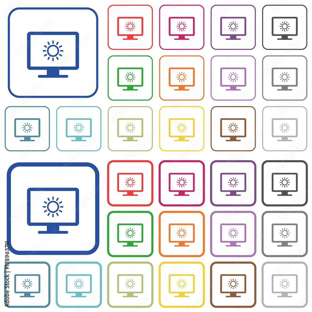 Adjust screen brightness outlined flat color icons Adjust screen brightness outlined flat color icons