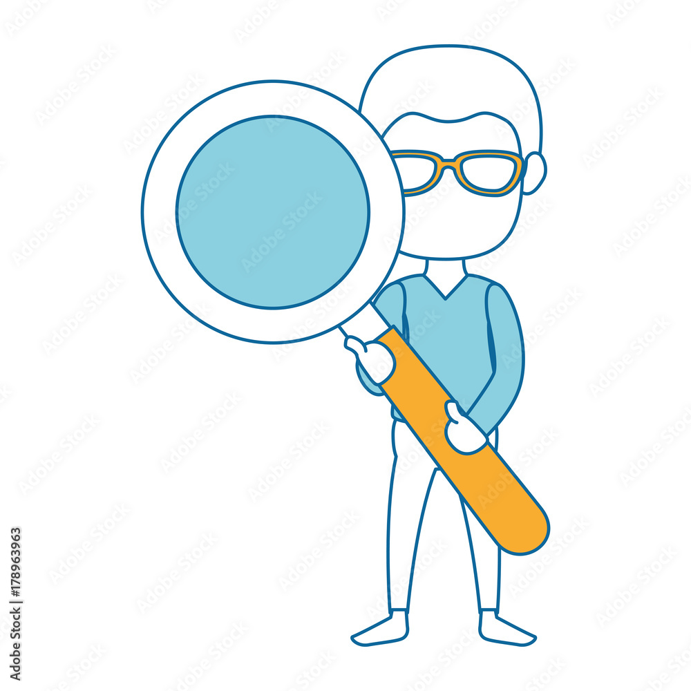 businessman with masgnifying glass avatar character icon businessman with masgnifying glass avatar character icon