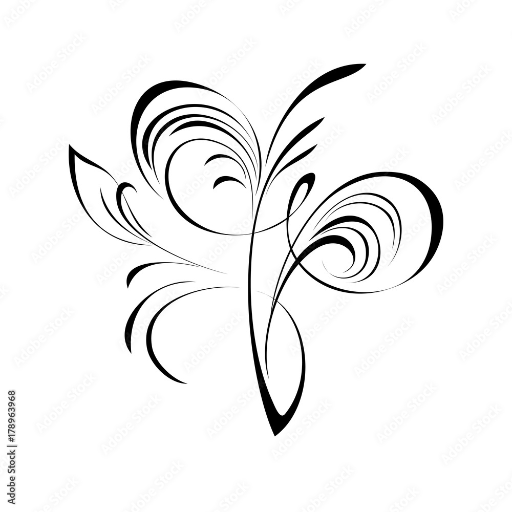 ornament 168. abstract floral ornament in black lines on a white background