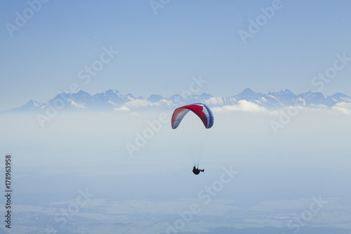 Paraglider in Mid-Air, Tatra Mountains
