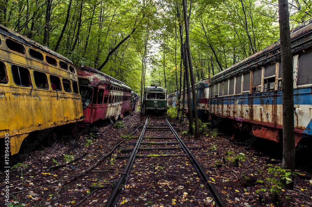 Naklejka premium Abandoned Vintage Trolley / Streetcar - Pennsylvania