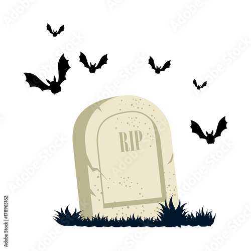 grave of dead with vampires flying