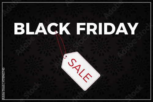 Black Friday SALE - Label on black flower background