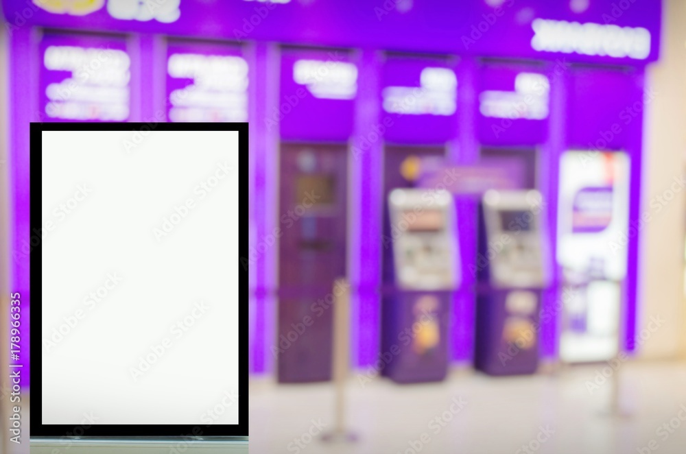advertising billboard or blank showcase light box for your text message or media content in front of ATM (Automated teller machine) banking machine at bank, commercial and marketing concept advertising billboard or blank showcase light box for your text message or media content in front of ATM (Automated teller machine) banking machine at bank, commercial and marketing concept