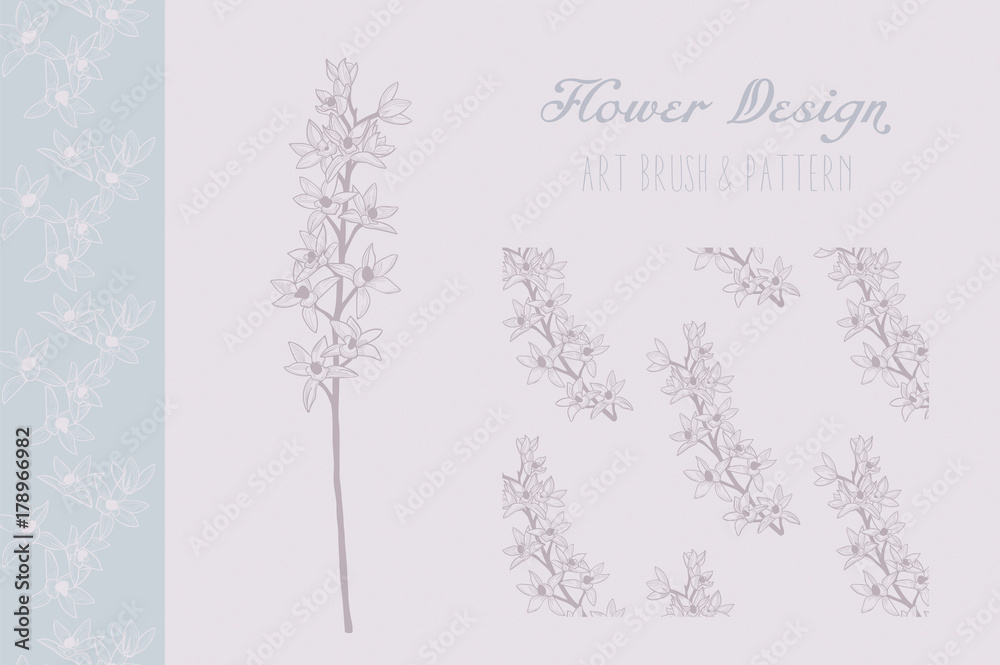 Obraz premium Flower Design. Art Brush and Pattern. Vector Illustration