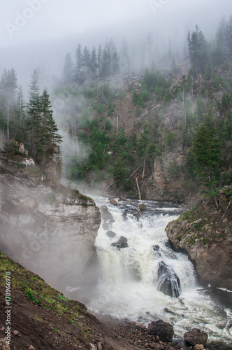 Fire river falls one foggy morning