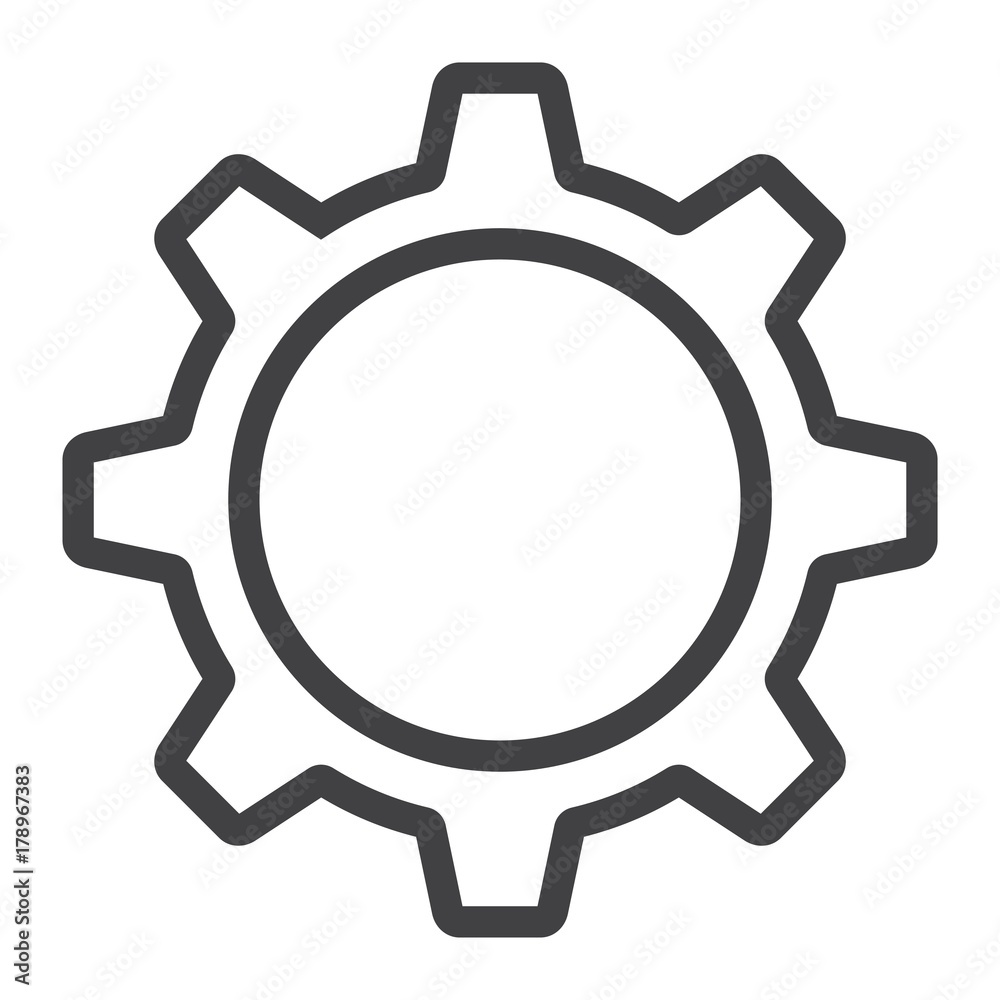 Settings line icon, web and mobile, cog sign vector graphics, a linear pattern on a white background, eps 10. Settings line icon, web and mobile, cog sign vector graphics, a linear pattern on a white background, eps 10.