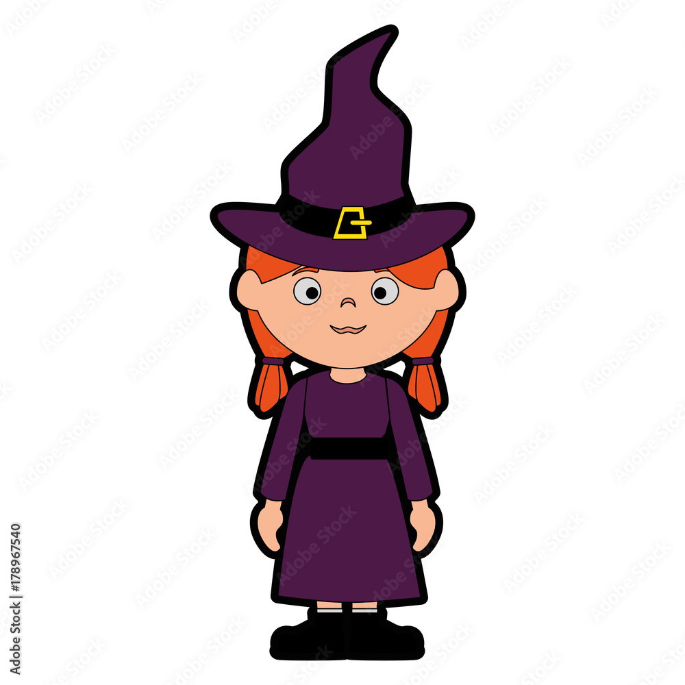 little girl disguised as a witch