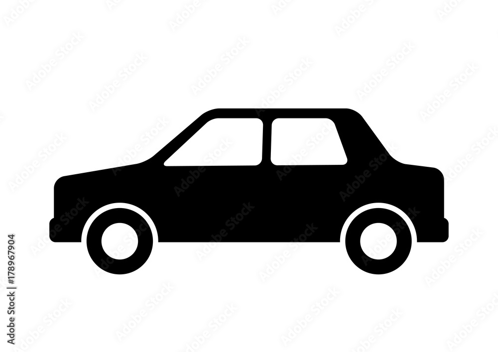 Black car vector icon, isolated object on white background