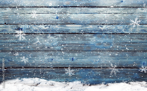 winter blue background with snowflakes 	