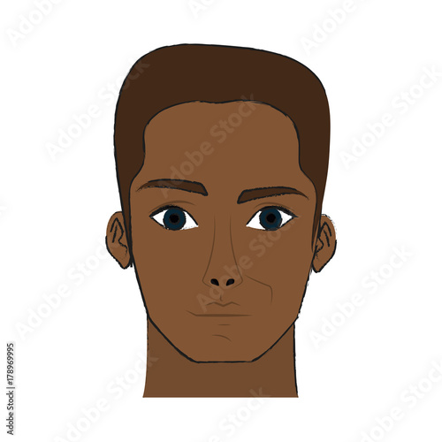 man head dark skin handsome young icon image vector illustration design