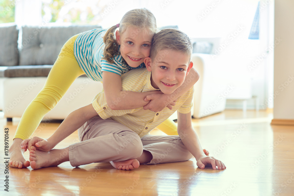 Cute little brother and sister having fun Cute little brother and sister having fun