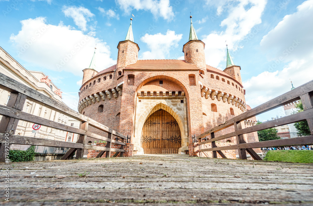 Historic Barbican built in XVth century, Krakow, Poland