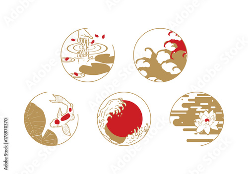 Asian Design Elements. Water symbols.
