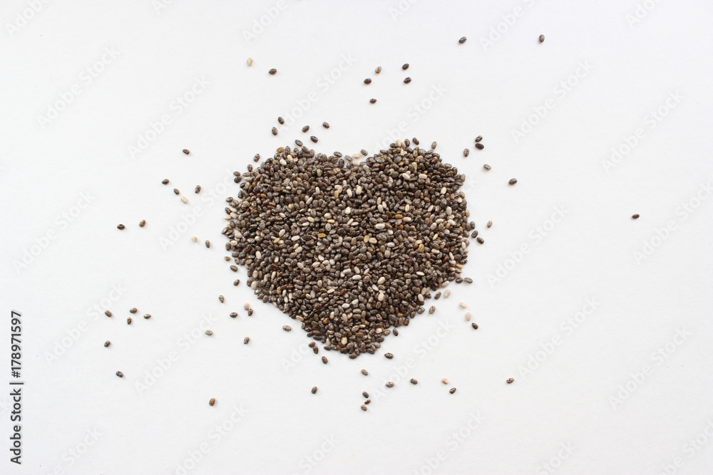 Chia seeds, chia heart, love Chia seeds, chia heart, love