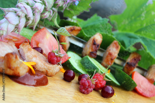 Cooked meat with vegetables