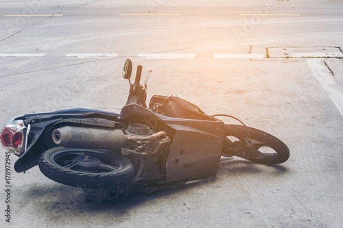 Accident motorcycle on the road photo
