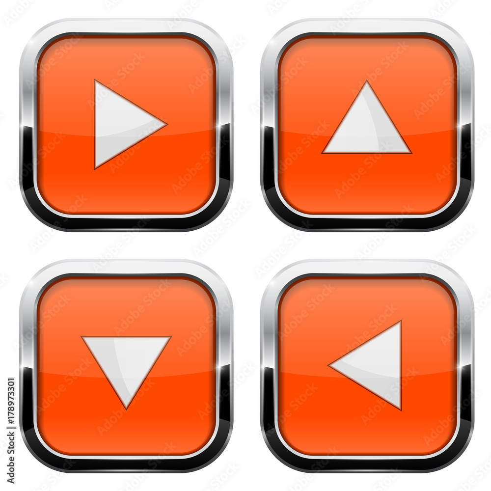 Orange square buttons with chrome frame Orange square buttons with chrome frame