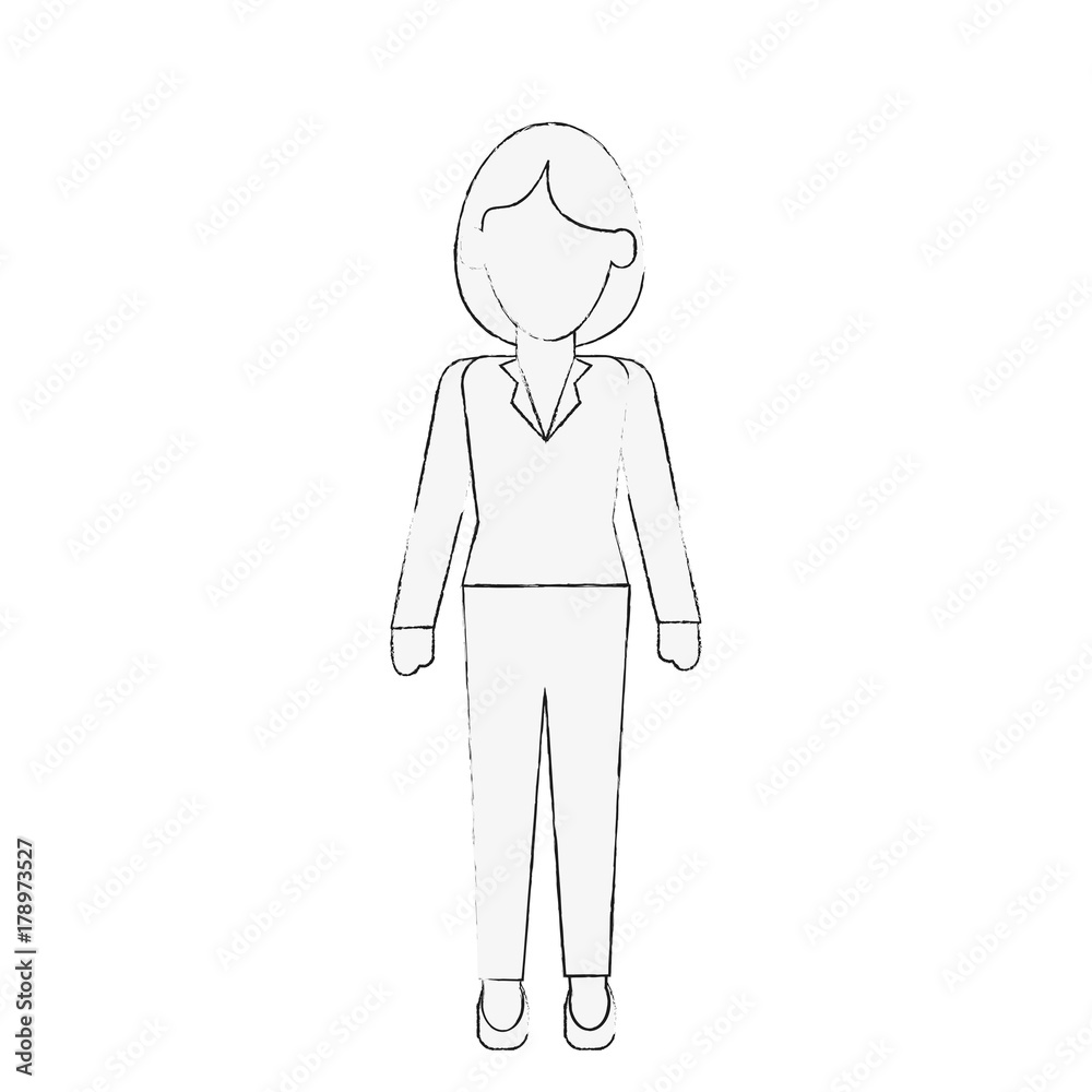 young business woman full body icon image vector illustration design