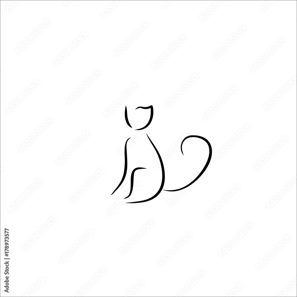 Obraz premium cat icon vector line illustration